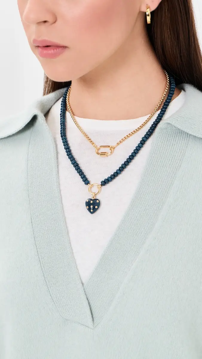Madewell Polka Dot Stone Heart Charm Necklace | Thumbnail 3