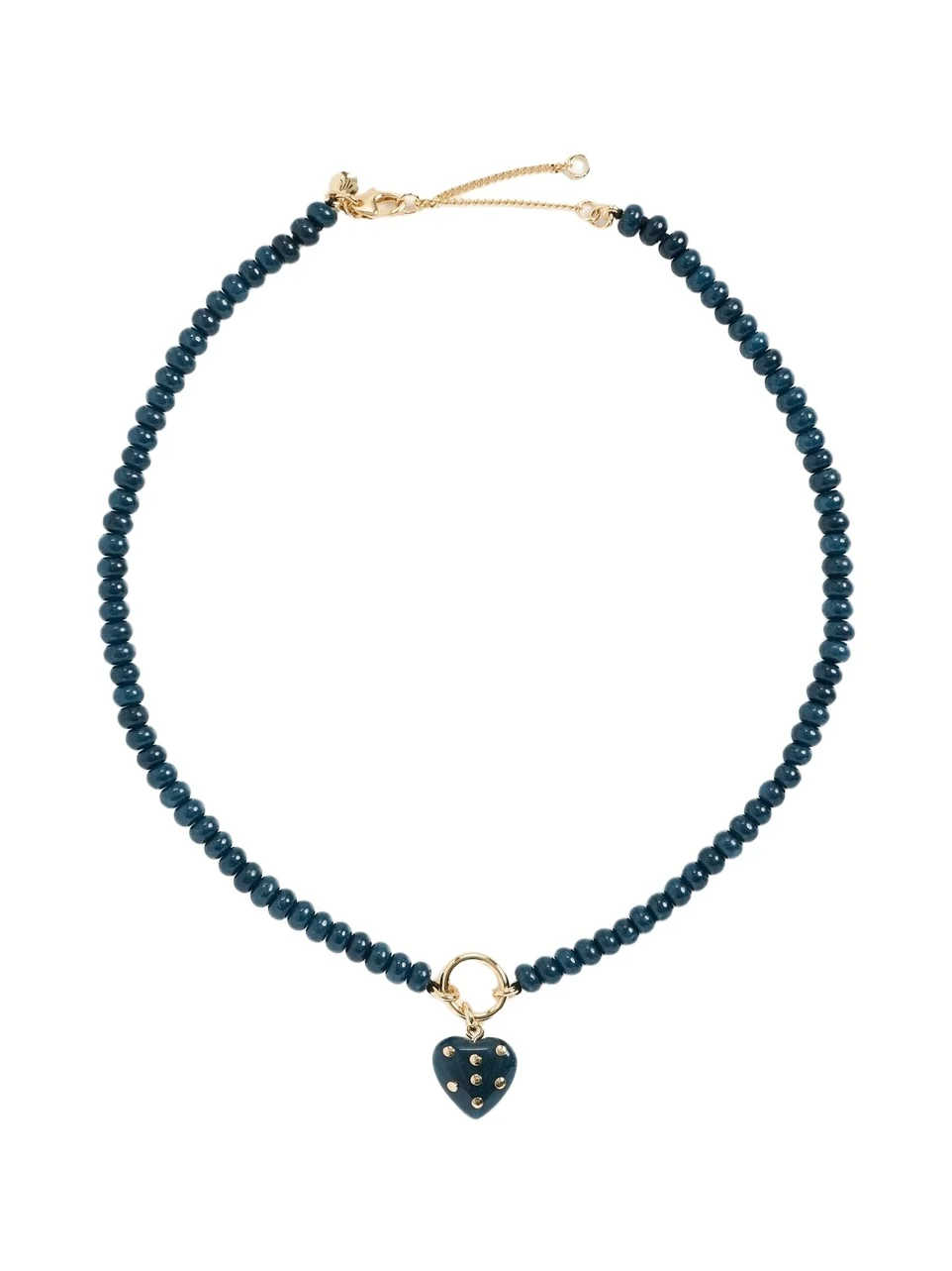 Polka Dot Stone Heart Charm Necklace