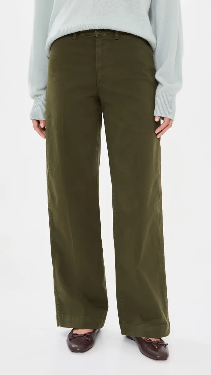 Alex Mill Wide Leg Trousers In Cotton Twill Military | Thumbnail 2