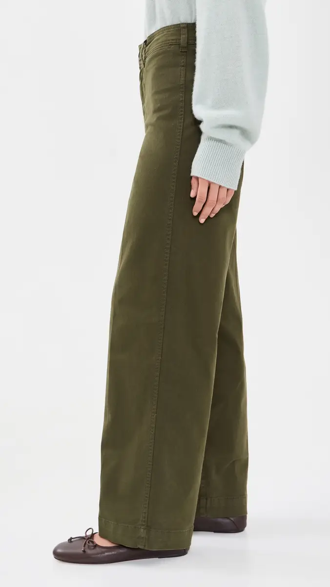 Alex Mill Wide Leg Trousers In Cotton Twill Military | Thumbnail 4