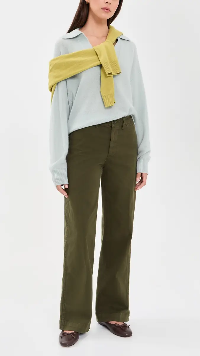 Alex Mill Wide Leg Trousers In Cotton Twill Military | Thumbnail 5