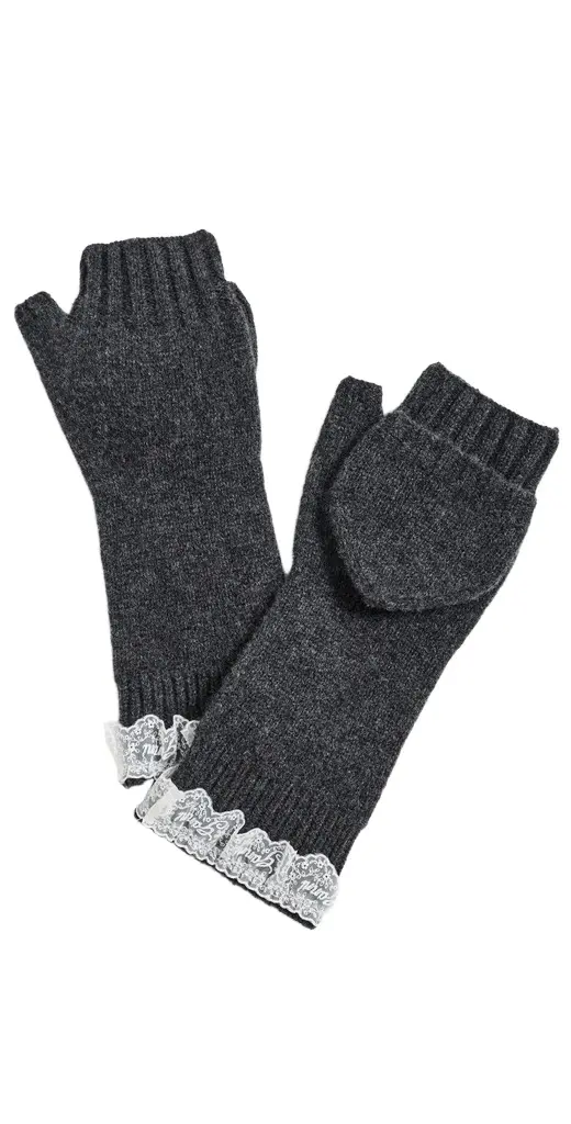 Ganni Compact Wool Lace Mittens