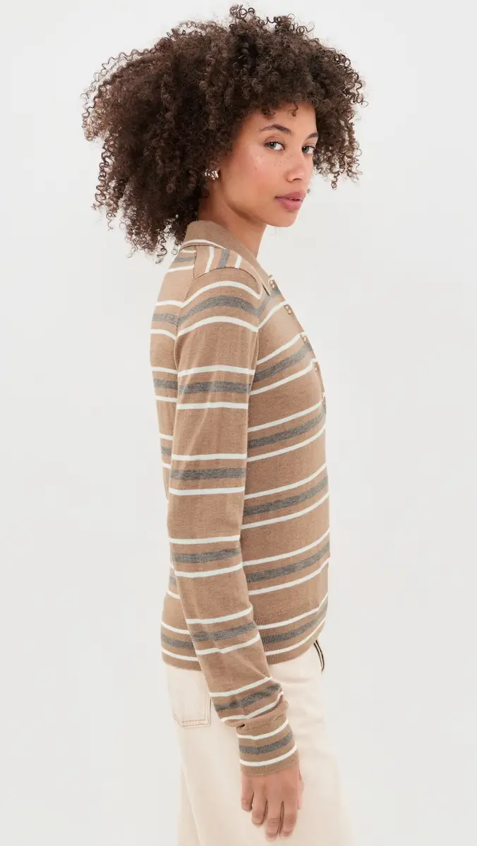 Varley Mayra Stripe Knit Polo Top | Thumbnail 4 Varley Mayra Stripe Knit Polo Top | Thumbnail 4
