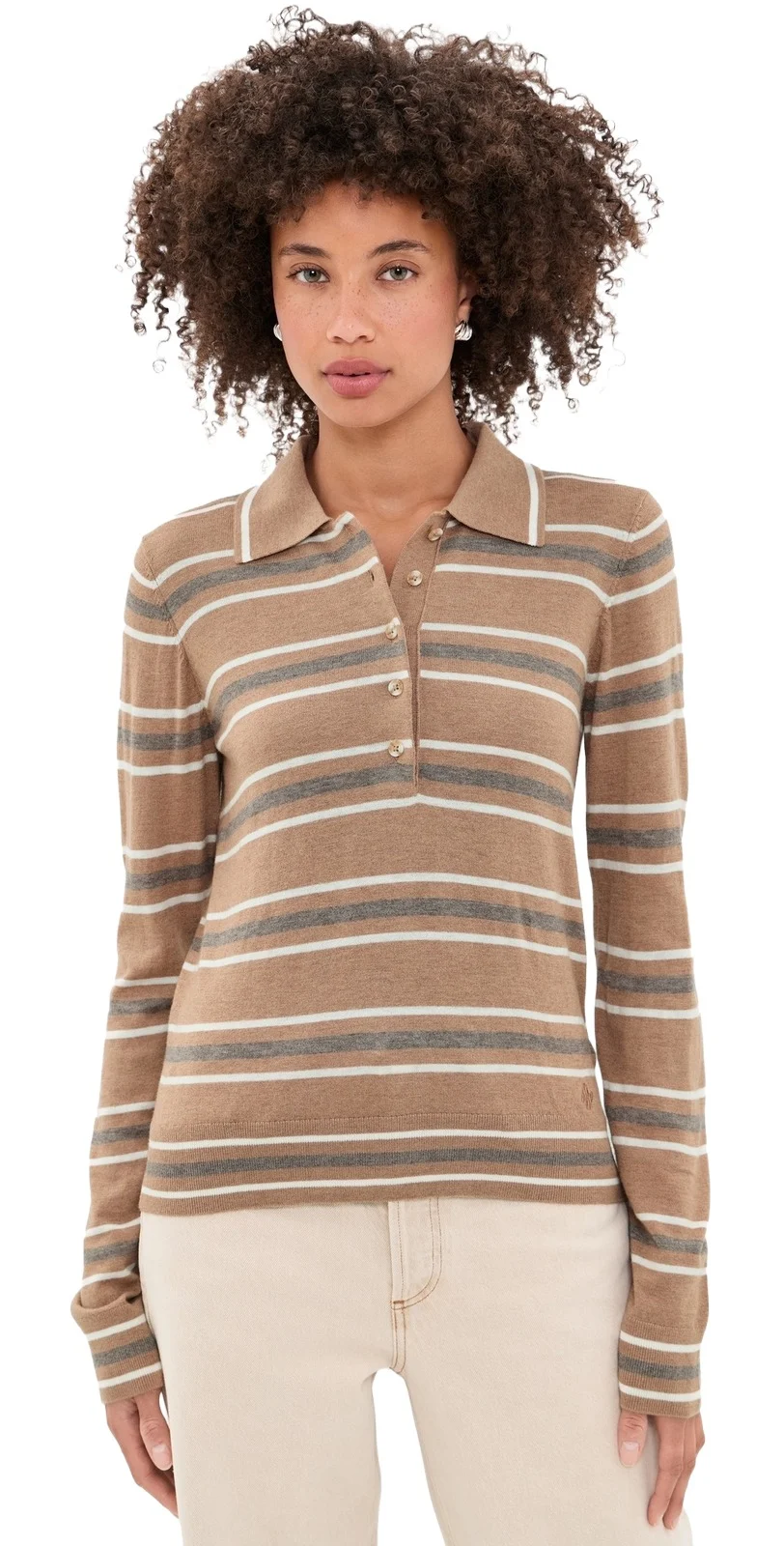 Mayra Stripe Knit Polo Top