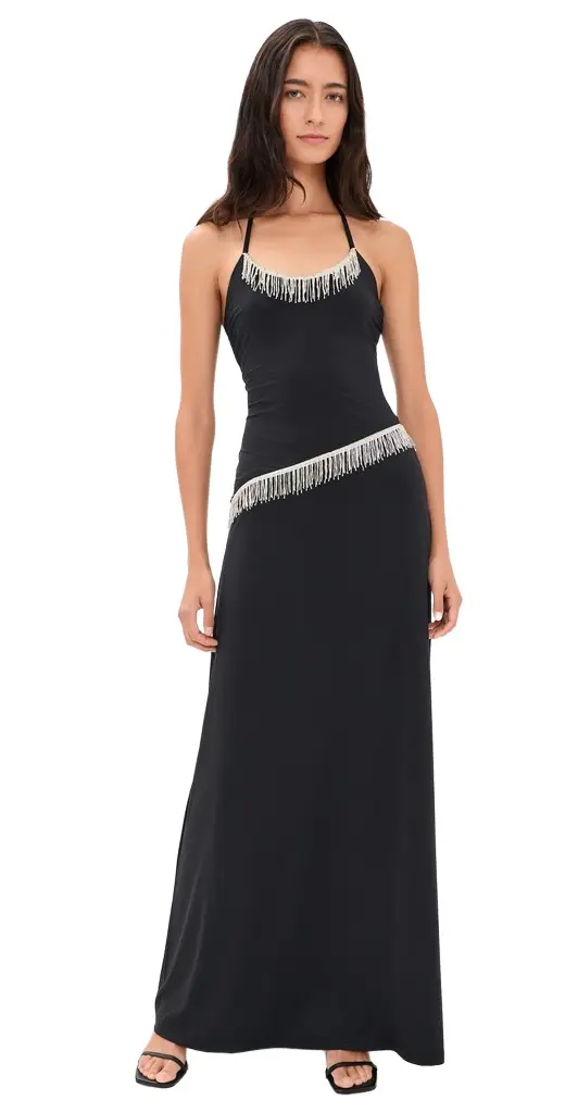 Runaway The Label Manon Halter Beaded Maxi Dress
