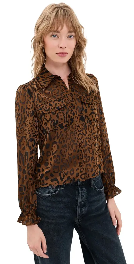 Generation Love Priya Leopard Burn-Out Blouse