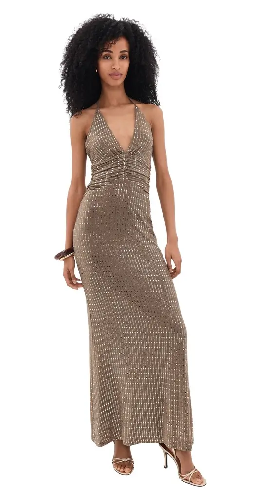Runaway The Label Nara Deep V-Neck Maxi Dress