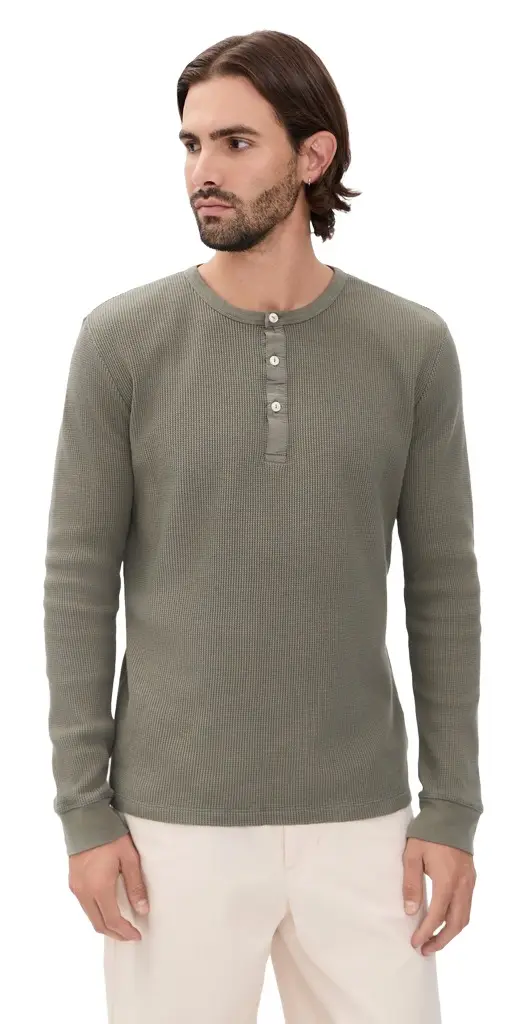 Joe's Jeans Long Sleeve Henley Waffle Tee
