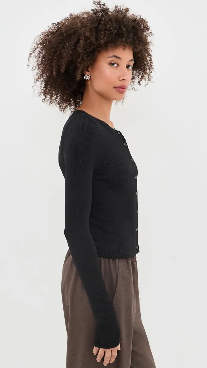 ENZA COSTA Rib Essential Cardigan | Thumbnail 4