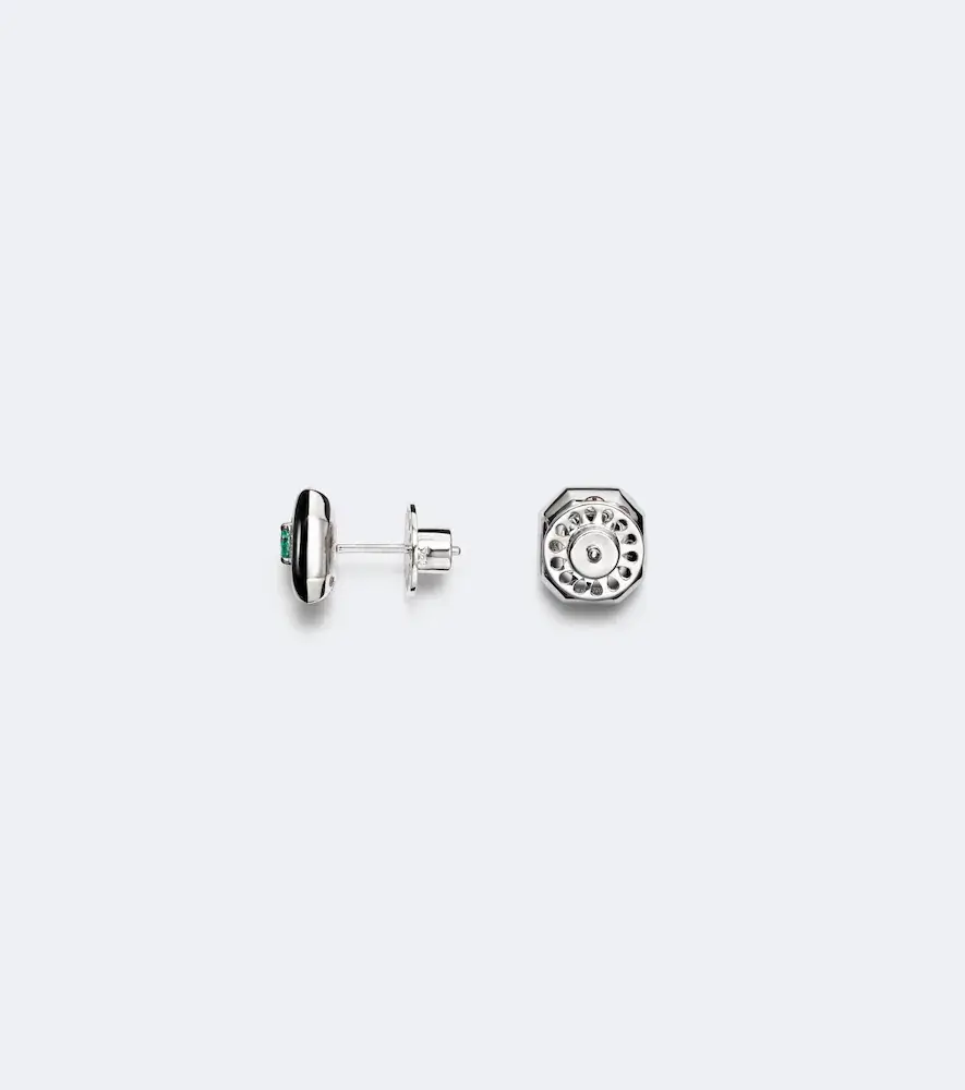 Nikos Koulis Oui 18kt white gold and enamel earrings with emeralds and diamonds | Thumbnail 2 Nikos Koulis Oui 18kt white gold and enamel earrings with emeralds and diamonds | Thumbnail 2
