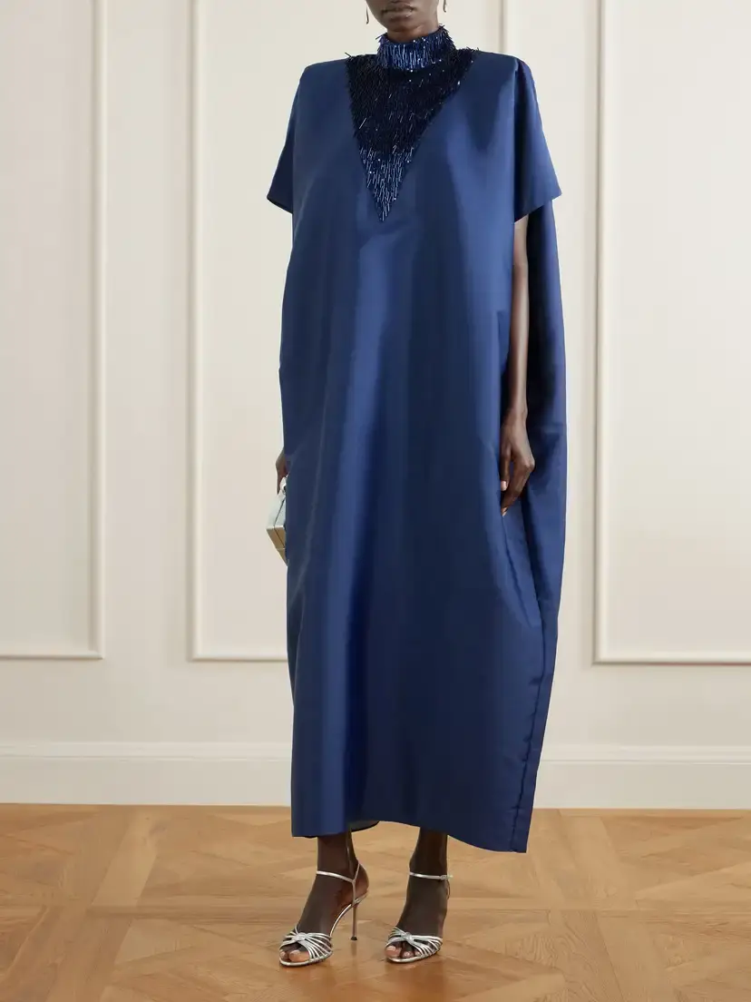 Dima Ayad Cocoon Sequined And Twill Gown - Blue | Thumbnail 2