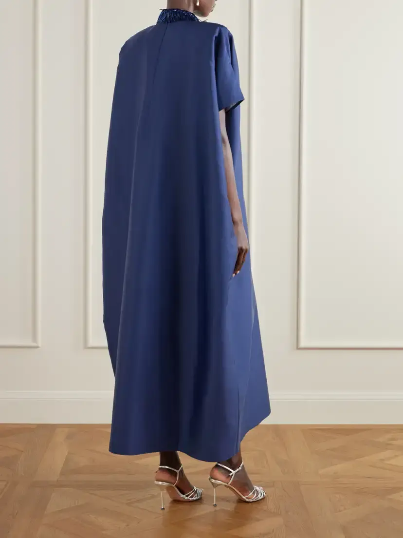Dima Ayad Cocoon Sequined And Twill Gown - Blue | Thumbnail 3
