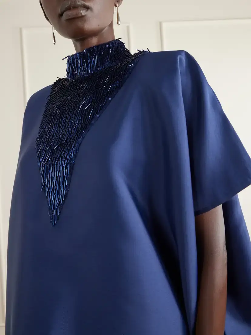Dima Ayad Cocoon Sequined And Twill Gown - Blue | Thumbnail 4