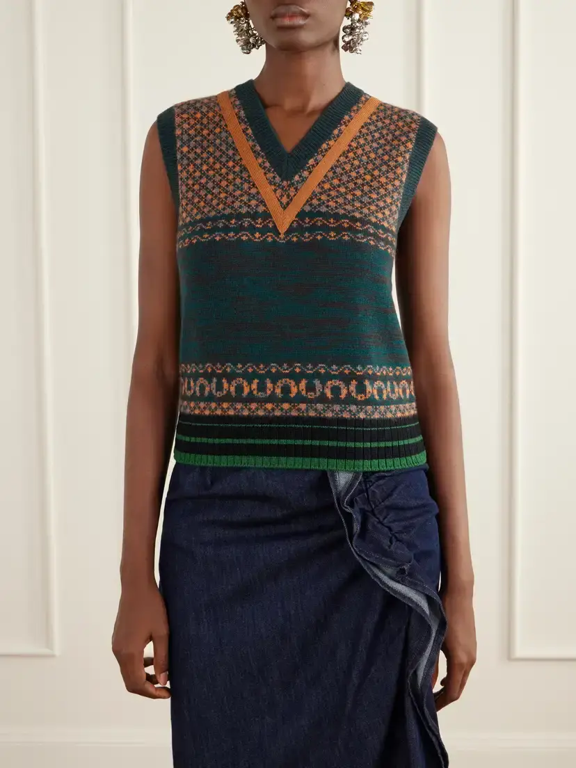 Dries Van Noten Toque Cashmere And Wool-blend Vest - Green | Thumbnail 3 Dries Van Noten Toque Cashmere And Wool-blend Vest - Green | Thumbnail 3