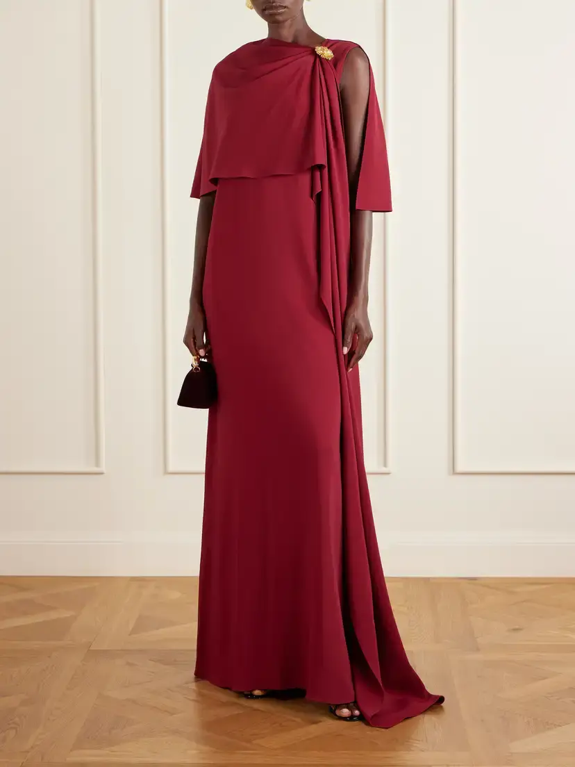 Oscar de la Renta Cape-effect Georgette Gown | Thumbnail 2