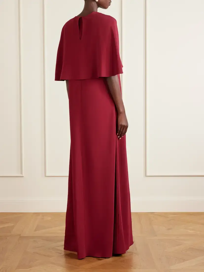 Oscar de la Renta Cape-effect Georgette Gown | Thumbnail 3