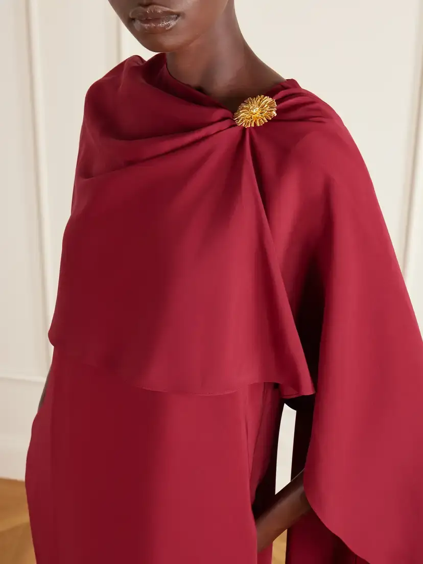 Oscar de la Renta Cape-effect Georgette Gown | Thumbnail 4
