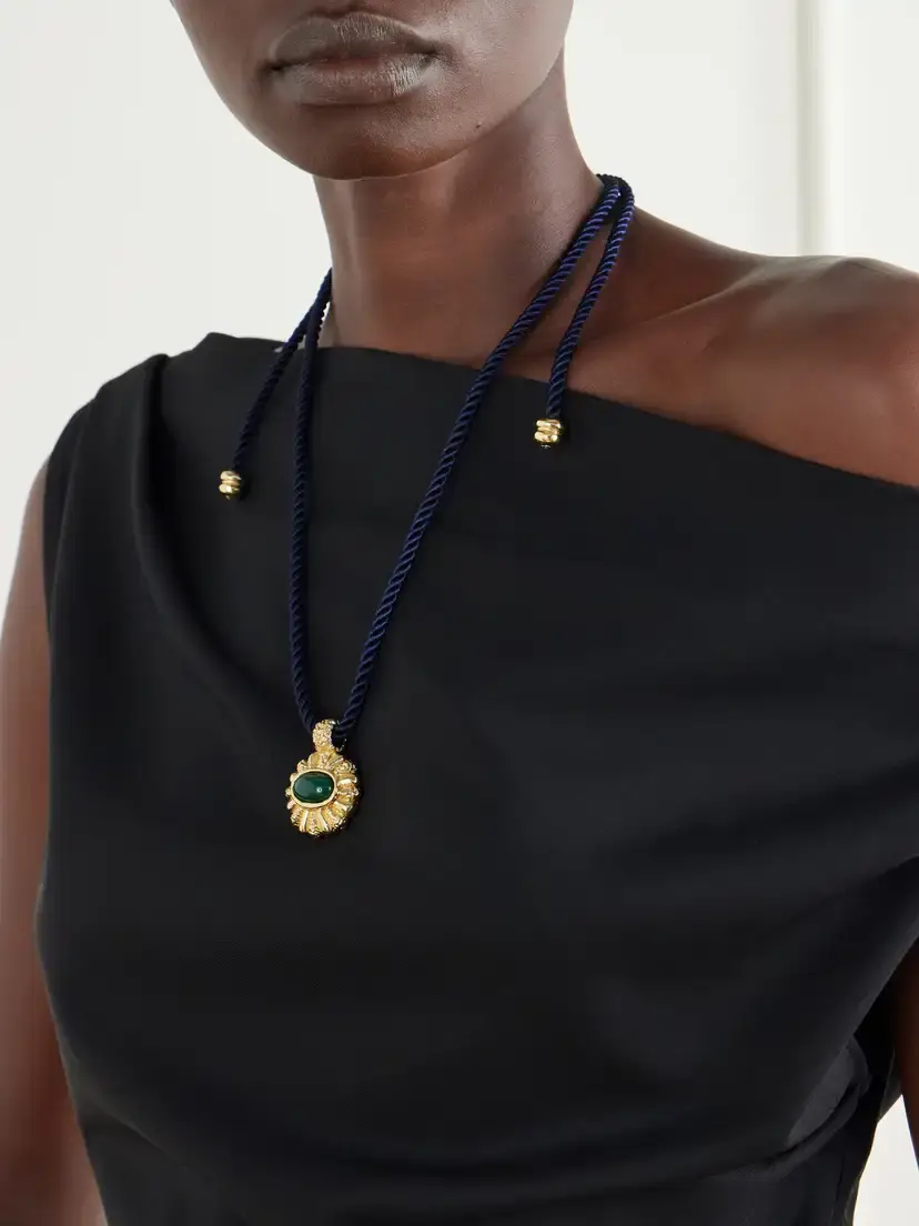 PAOLA SIGHINOLFI Sasa Gold-plated Malachite Cord Necklace | Thumbnail 2
