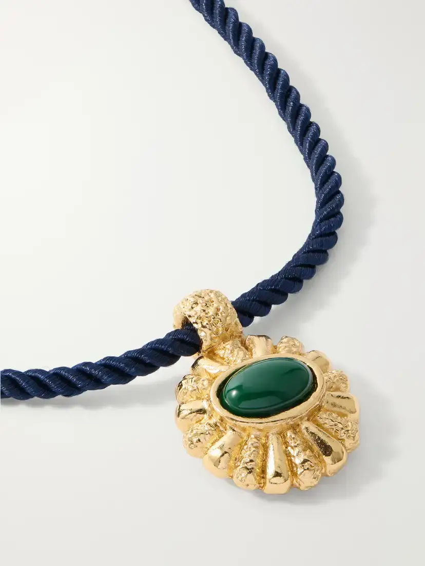 PAOLA SIGHINOLFI Sasa Gold-plated Malachite Cord Necklace | Thumbnail 4