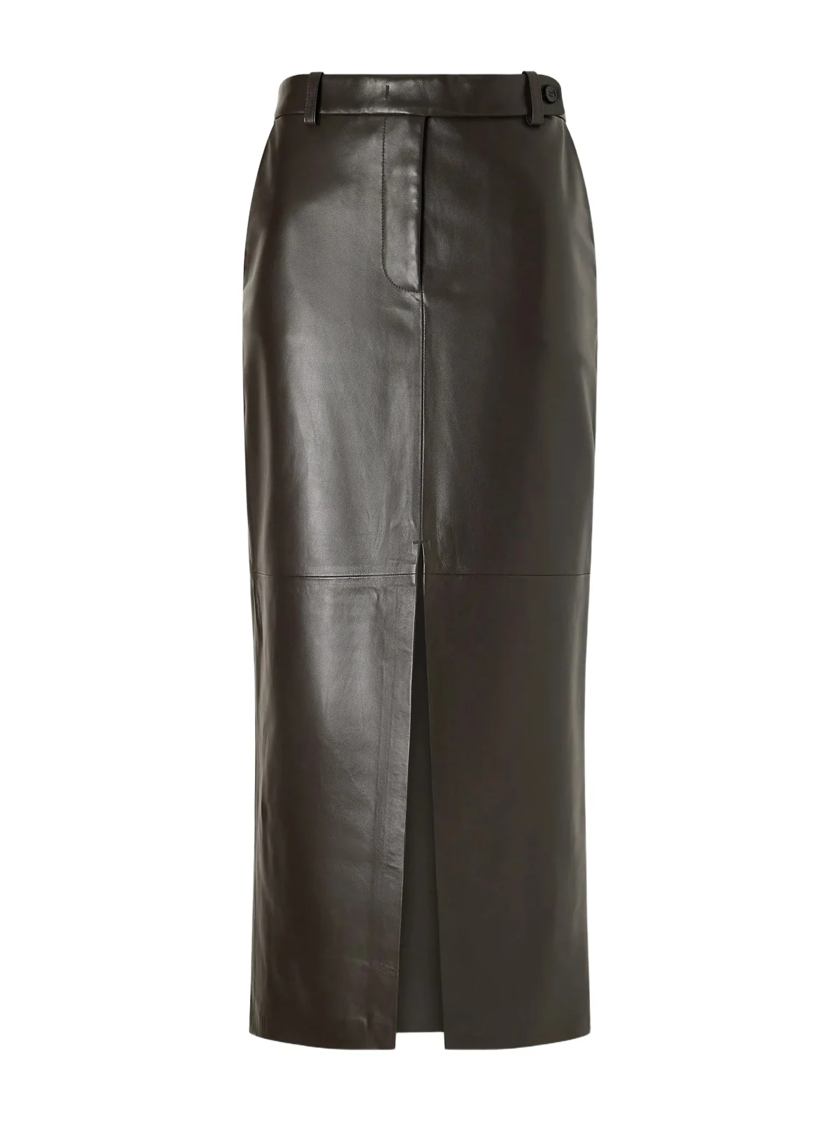 Double-slit Leather Midi Skirt Double-slit Leather Midi Skirt