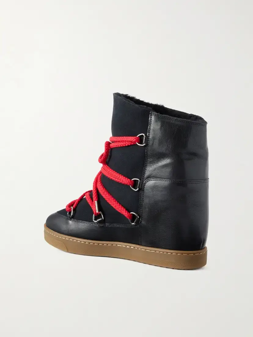 Isabel Marant Nowles Shearling-trimmed Leather Ankle Boots | Thumbnail 3 Isabel Marant Nowles Shearling-trimmed Leather Ankle Boots | Thumbnail 3