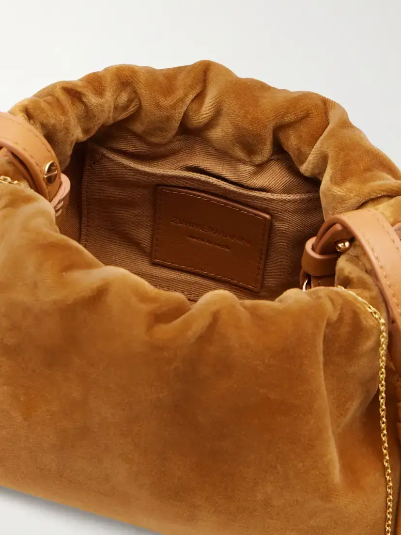 Zimmermann Cloud 91 Small Leather-trimmed Velvet Clutch | Thumbnail 6 Zimmermann Cloud 91 Small Leather-trimmed Velvet Clutch | Thumbnail 6