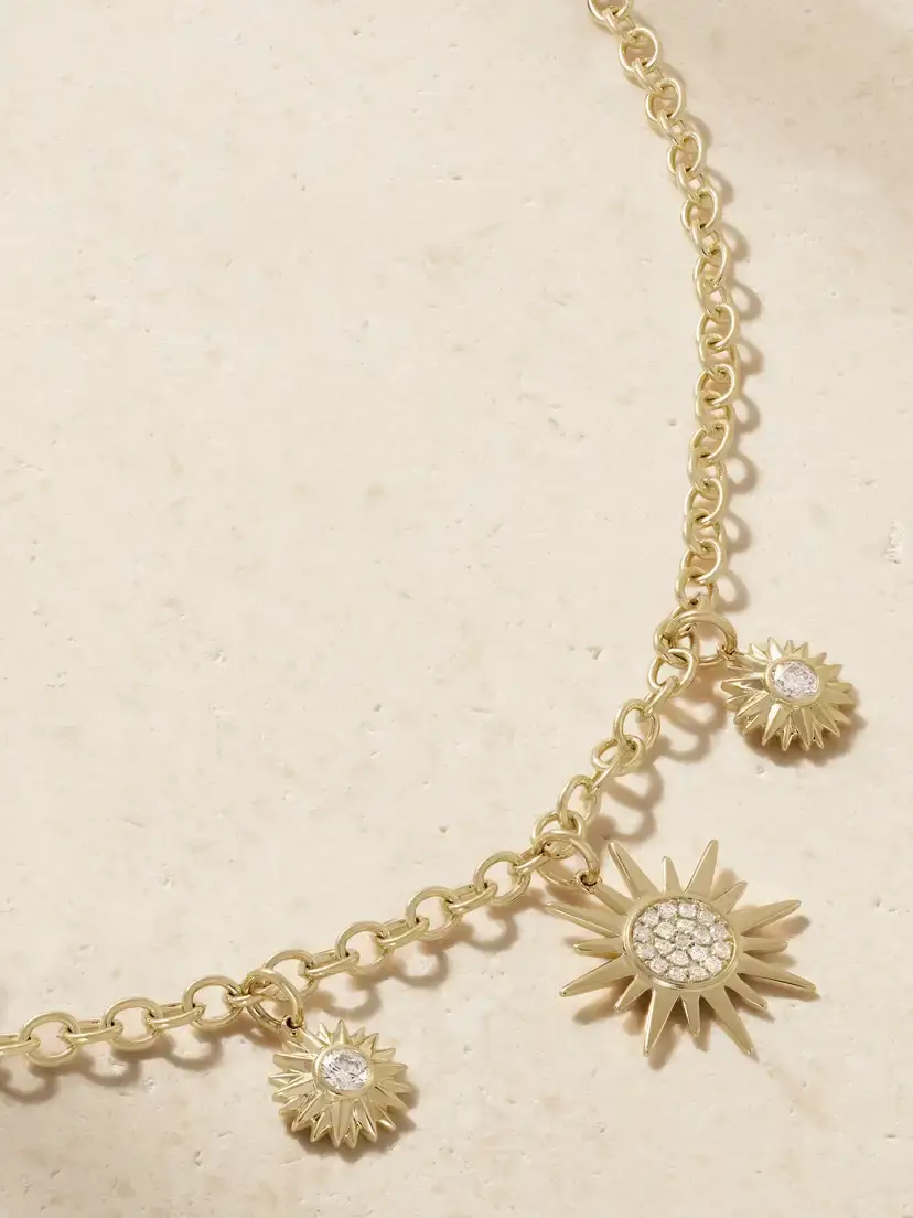 Sydney Evan Sunburst 14-karat Gold Diamond Necklace | Thumbnail 4 Sydney Evan Sunburst 14-karat Gold Diamond Necklace | Thumbnail 4