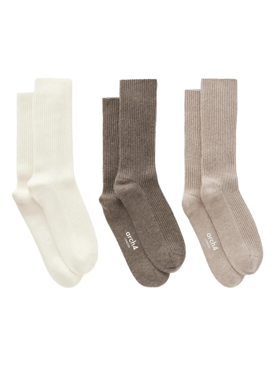 Arch4 Lucia Set Of Three Ribbed Cashmere Socks