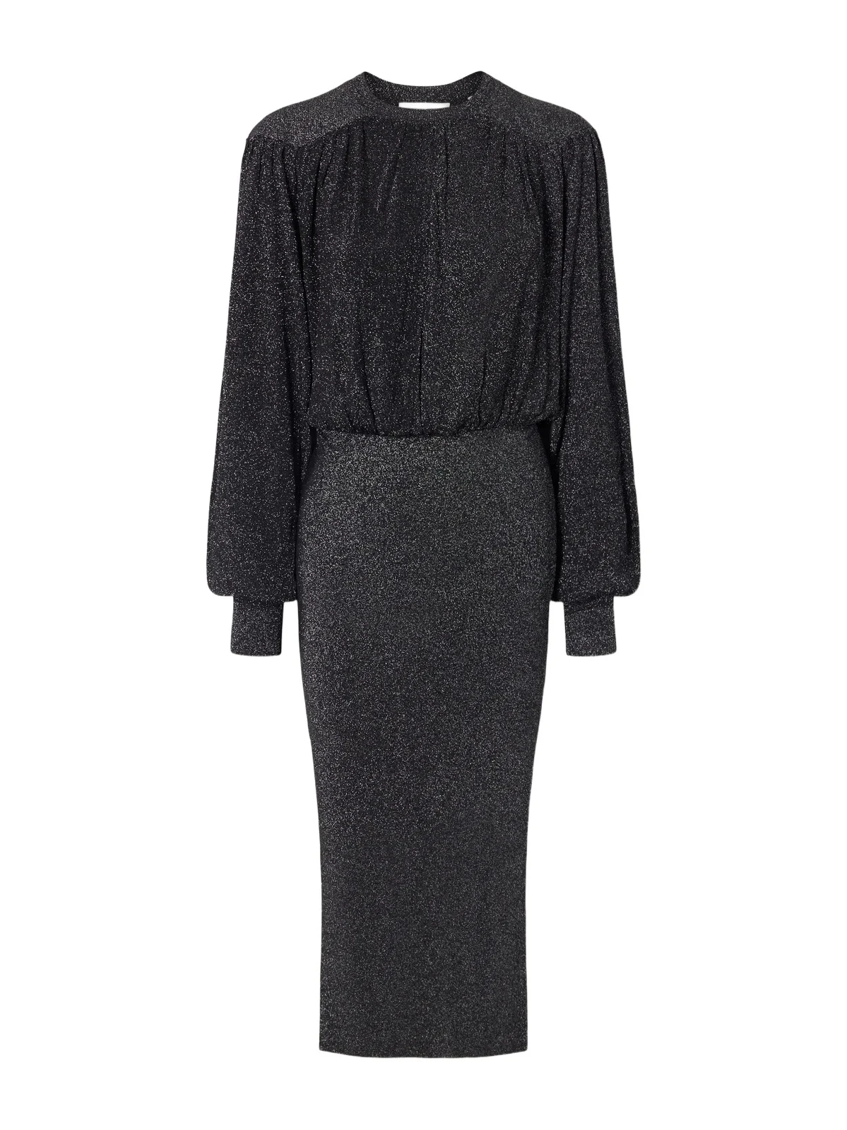 Aliza Gathered Metallic Knitted Midi Dress Aliza Gathered Metallic Knitted Midi Dress