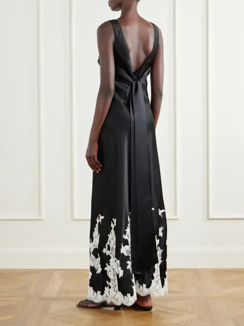 Simkhai Lea Lace-trimmed Satin Maxi Dress | Thumbnail 3 Simkhai Lea Lace-trimmed Satin Maxi Dress | Thumbnail 3