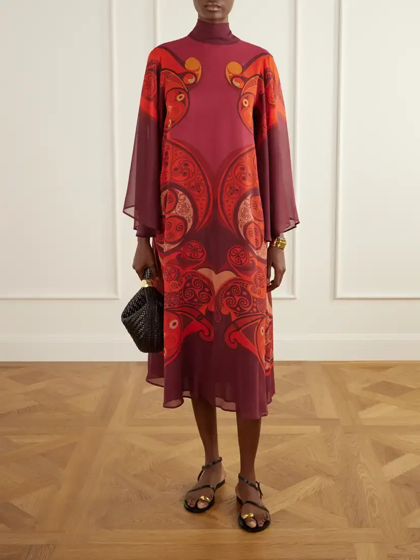 La DoubleJ Printed Silk-georgette Midi Dress | Thumbnail 2