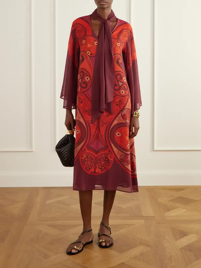 La DoubleJ Printed Silk-georgette Midi Dress | Thumbnail 4