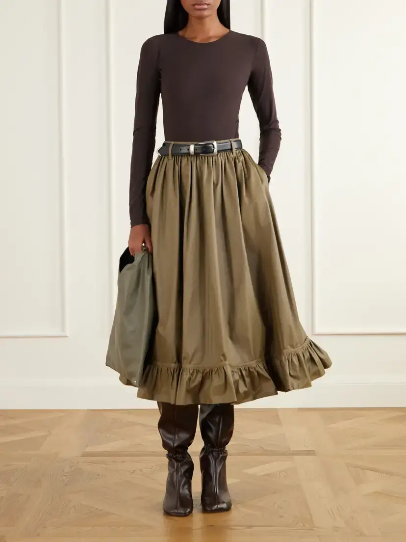 MM6 MAISON MARGIELA Waxed Cotton-blend Midi Skirt | Thumbnail 2 MM6 MAISON MARGIELA Waxed Cotton-blend Midi Skirt | Thumbnail 2