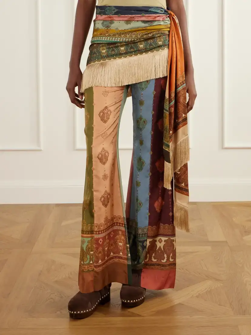 Zimmermann Valiant Fringed Tie-detailed Printed Silk-satin Wide-leg Pants | Thumbnail 3 Zimmermann Valiant Fringed Tie-detailed Printed Silk-satin Wide-leg Pants | Thumbnail 3