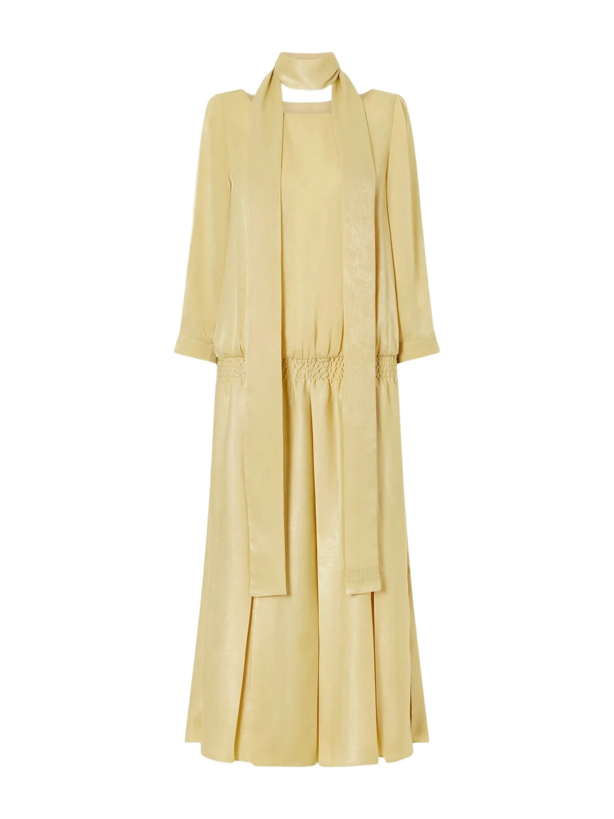 MM6 MAISON MARGIELA Scarf-detailed Gathered Pleated Habotai Midi Dress