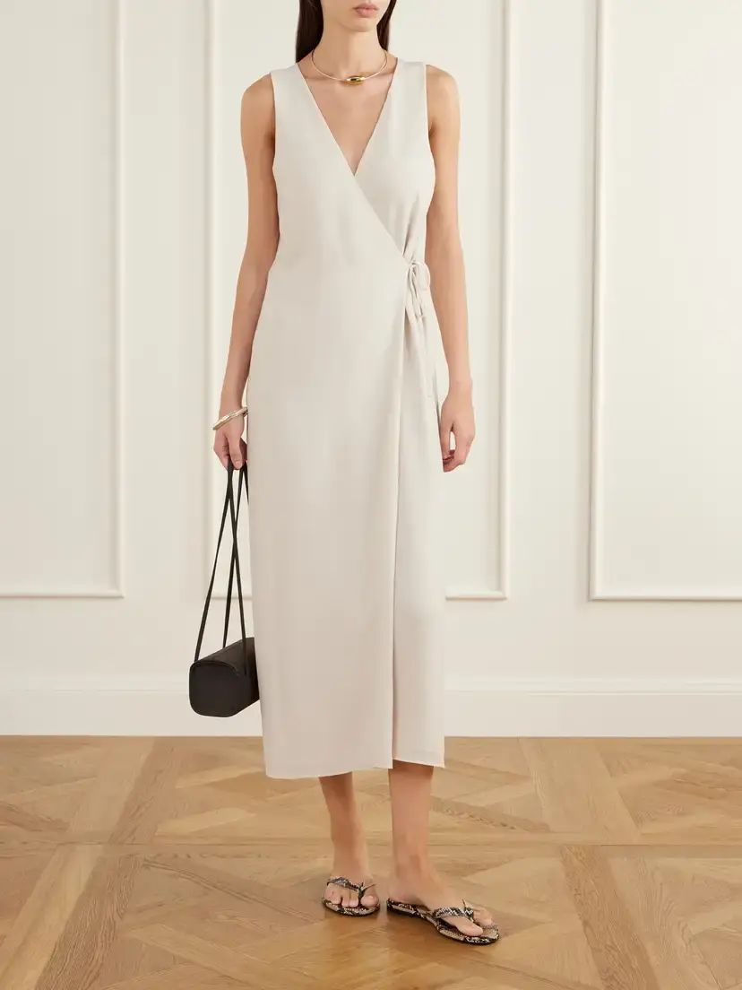 LESET Ari Crepe Wrap Midi Dress | Thumbnail 2 LESET Ari Crepe Wrap Midi Dress | Thumbnail 2