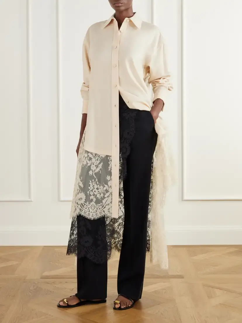 Zimmermann Valiant Layered Lace-trimmed Stretch-linen Twill Straight-leg Pants | Thumbnail 2 Zimmermann Valiant Layered Lace-trimmed Stretch-linen Twill Straight-leg Pants | Thumbnail 2