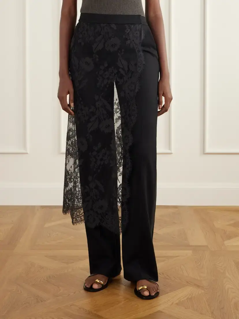 Zimmermann Valiant Layered Lace-trimmed Stretch-linen Twill Straight-leg Pants | Thumbnail 3 Zimmermann Valiant Layered Lace-trimmed Stretch-linen Twill Straight-leg Pants | Thumbnail 3