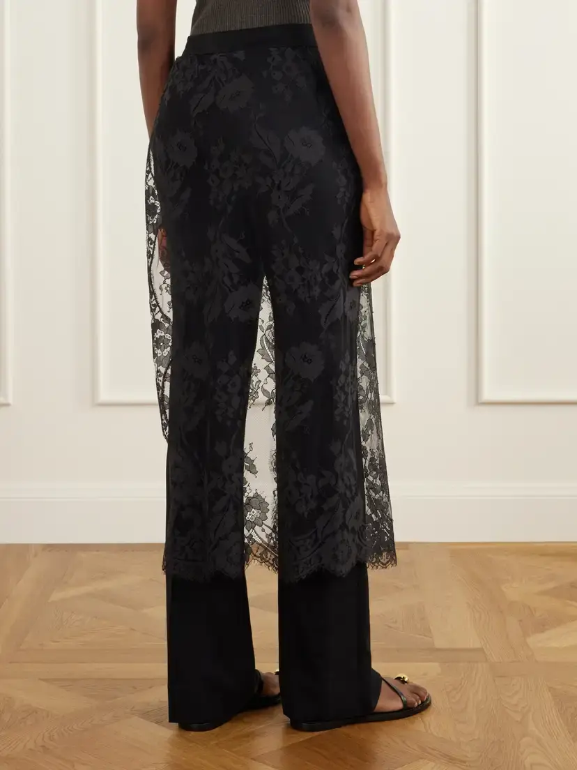 Zimmermann Valiant Layered Lace-trimmed Stretch-linen Twill Straight-leg Pants | Thumbnail 4 Zimmermann Valiant Layered Lace-trimmed Stretch-linen Twill Straight-leg Pants | Thumbnail 4