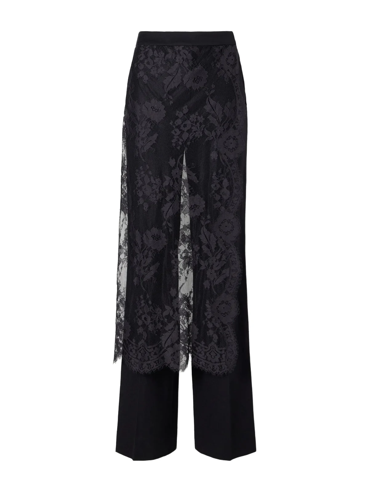Zimmermann Valiant Layered Lace-trimmed Stretch-linen Twill Straight-leg Pants