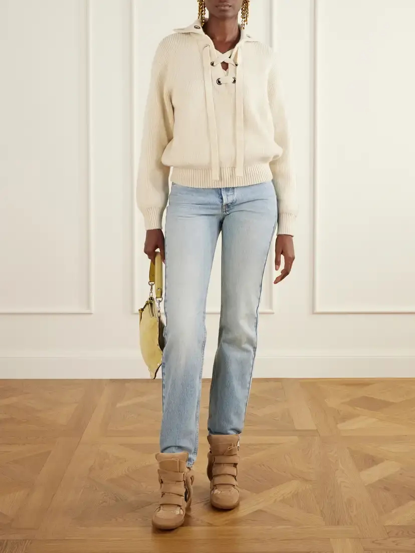 Isabel Marant Bekett Suede-trimmed Snake-effect Leather Wedge Sneakers | Thumbnail 4