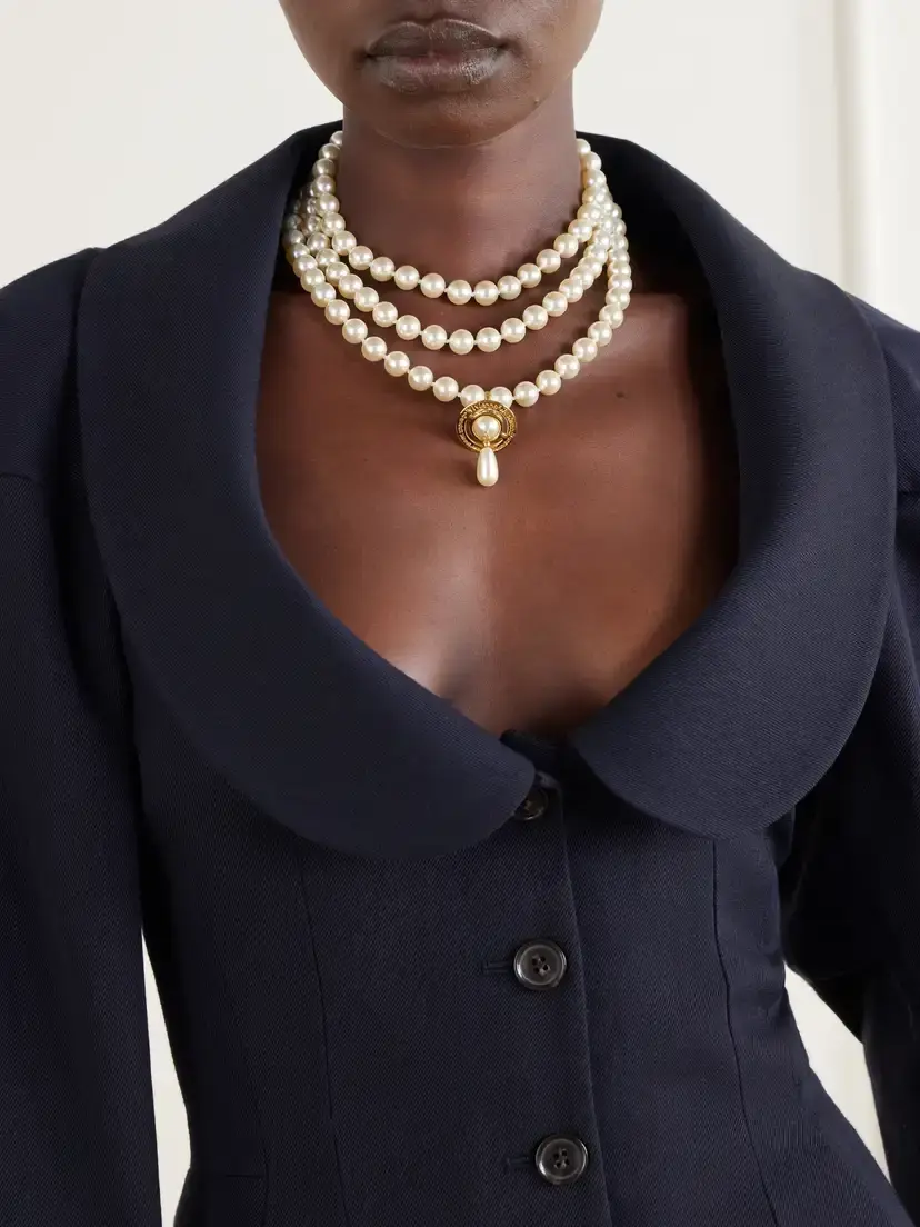 Vivienne Westwood Three Row Pearl Drop Gold-tone And Pearls Necklace | Thumbnail 2 Vivienne Westwood Three Row Pearl Drop Gold-tone And Pearls Necklace | Thumbnail 2