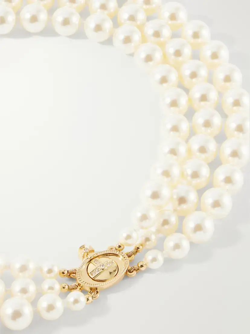 Vivienne Westwood Three Row Pearl Drop Gold-tone And Pearls Necklace | Thumbnail 3 Vivienne Westwood Three Row Pearl Drop Gold-tone And Pearls Necklace | Thumbnail 3