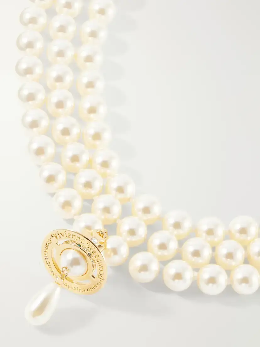 Vivienne Westwood Three Row Pearl Drop Gold-tone And Pearls Necklace | Thumbnail 4 Vivienne Westwood Three Row Pearl Drop Gold-tone And Pearls Necklace | Thumbnail 4