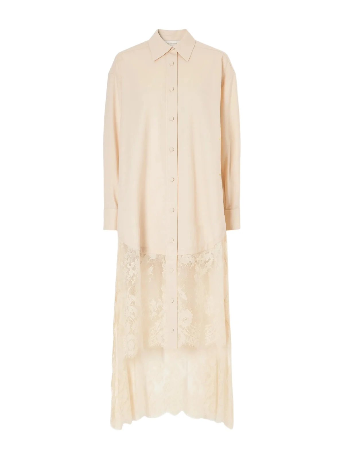Valiant Asymmetric Lace-trimmed Stretch-wool Shirt