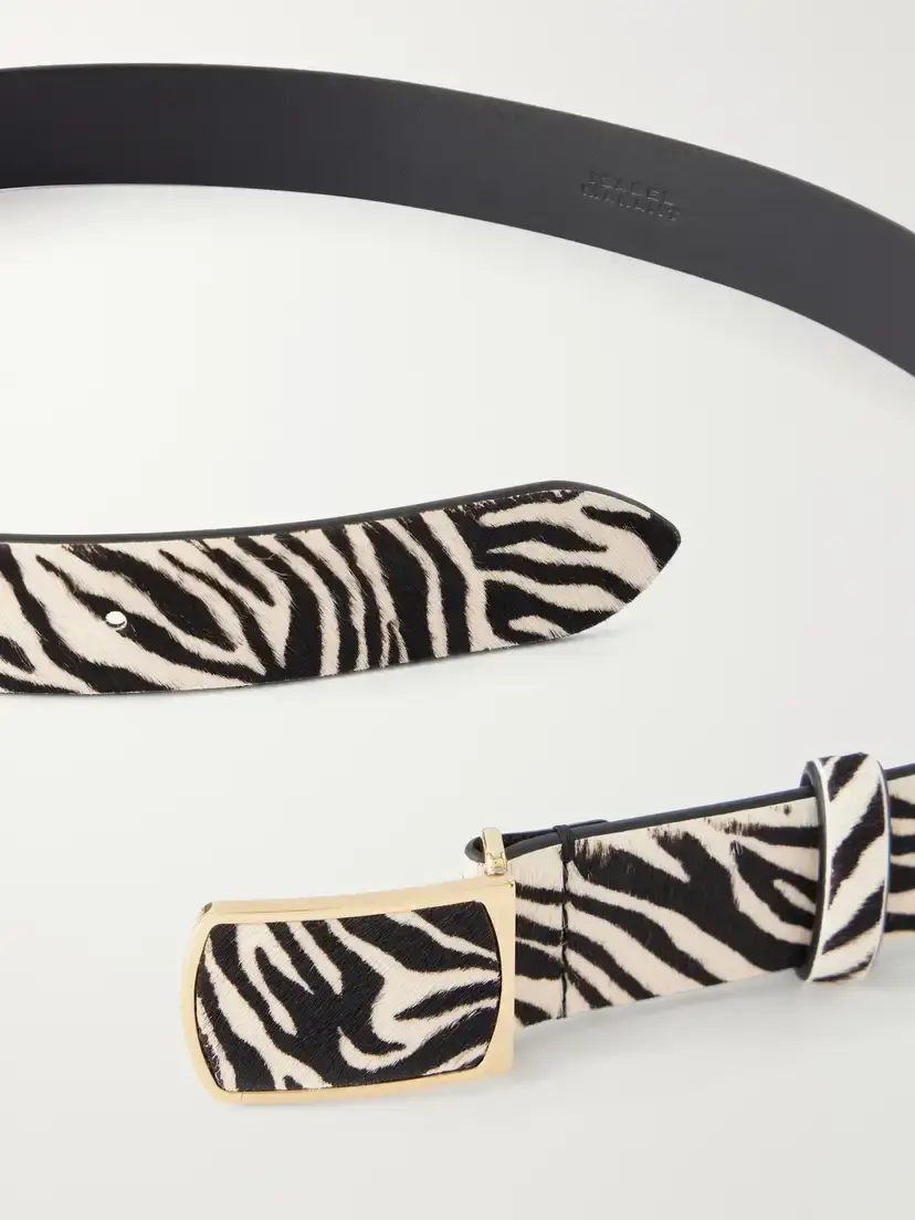 Isabel Marant Deza Zebra-print Calf Hair Belt | Thumbnail 3