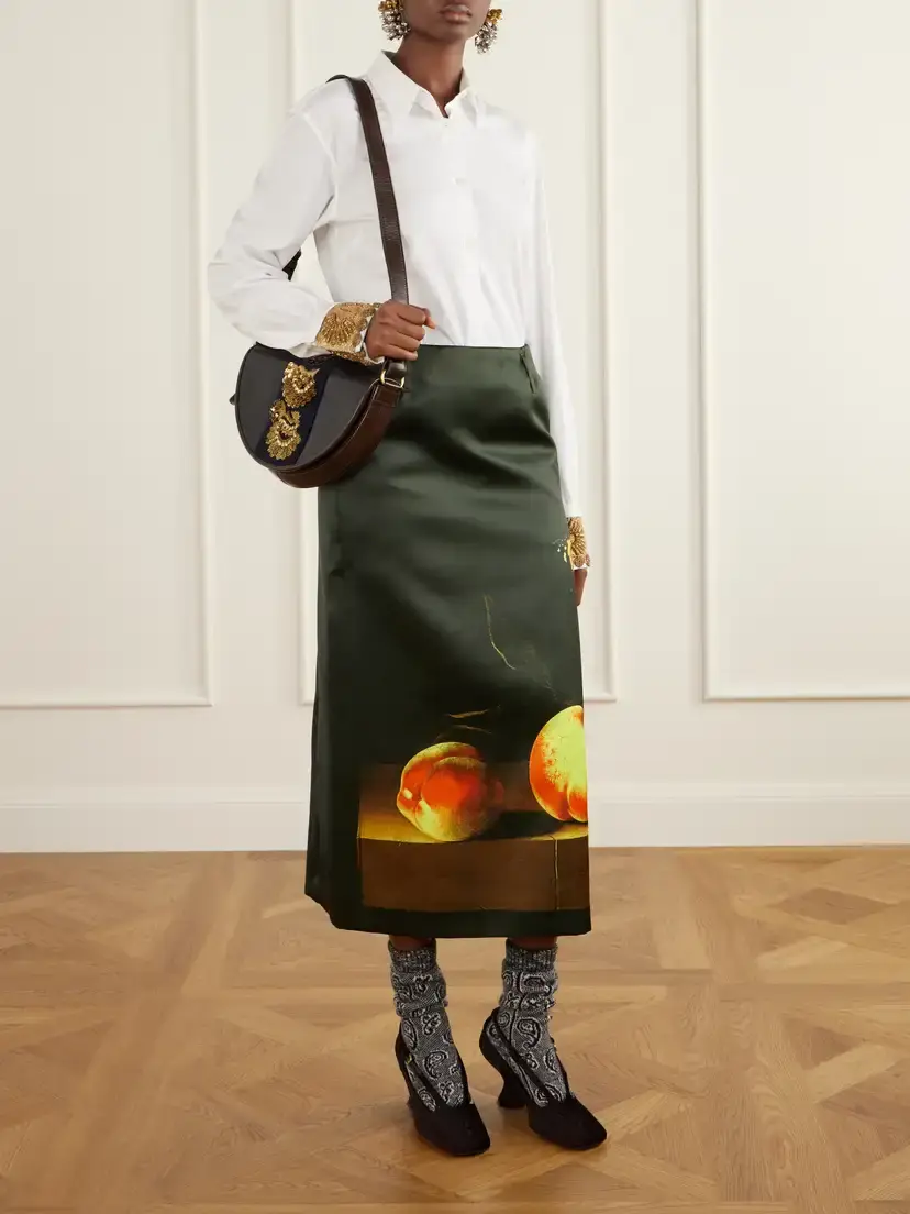 Dries Van Noten Embellished Fabric-trimmed Leather Shoulder Bag | Thumbnail 3 Dries Van Noten Embellished Fabric-trimmed Leather Shoulder Bag | Thumbnail 3