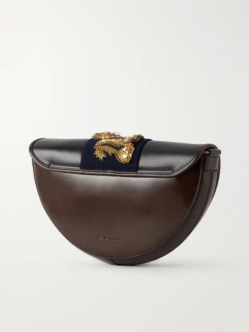 Dries Van Noten Embellished Fabric-trimmed Leather Shoulder Bag | Thumbnail 4 Dries Van Noten Embellished Fabric-trimmed Leather Shoulder Bag | Thumbnail 4