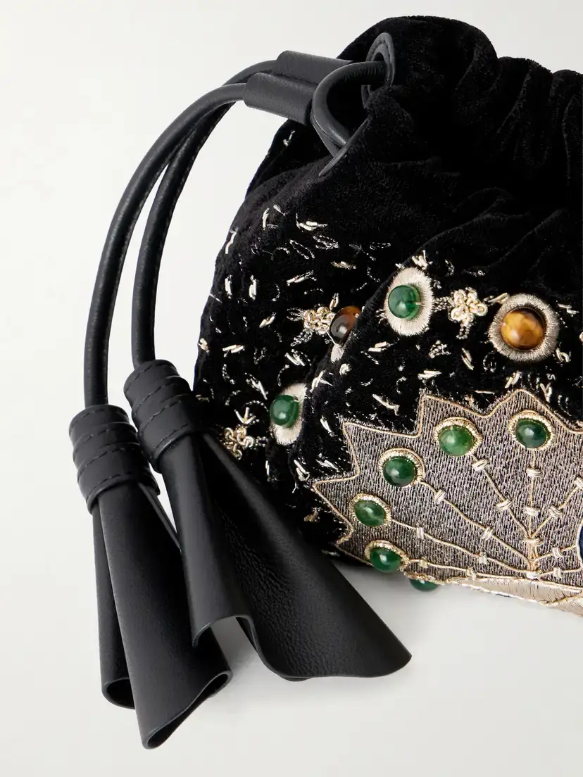 Zimmermann Cloud 91 Peacock Small Embellished Embroidered Leather-trimmed Velvet Clutch | Thumbnail 5 Zimmermann Cloud 91 Peacock Small Embellished Embroidered Leather-trimmed Velvet Clutch | Thumbnail 5