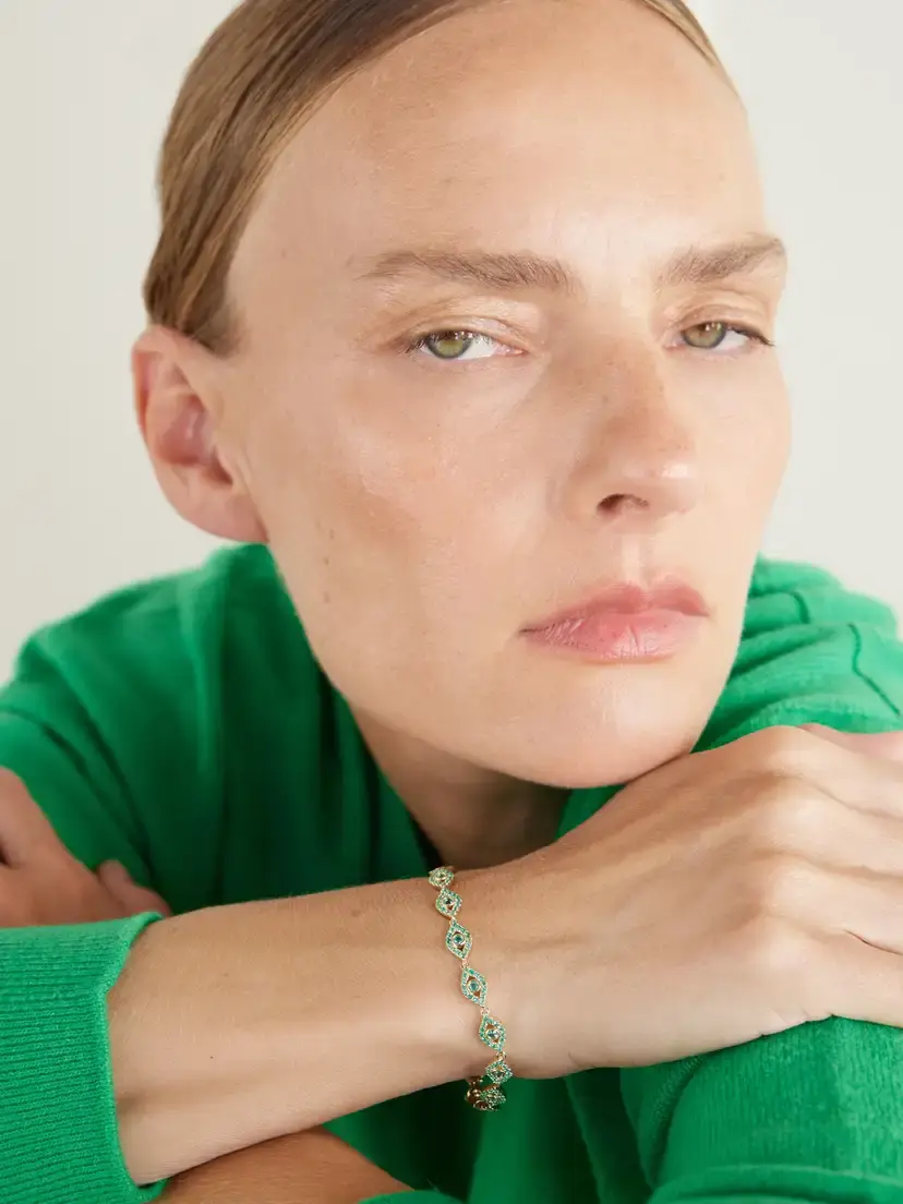 Sydney Evan Protective Eye 14-karat Gold Emerald Bracelet | Thumbnail 2 Sydney Evan Protective Eye 14-karat Gold Emerald Bracelet | Thumbnail 2